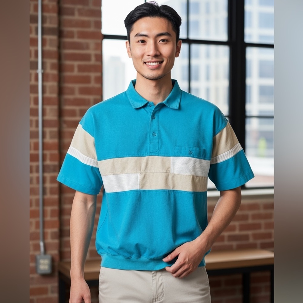 VNT Windridge Baby Blue & Cream Grandpa Core Short Sleeve Pullover